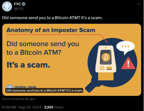 FTC Warns of Bitcoin ATM Scams